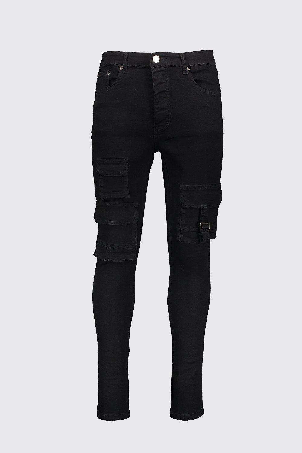 black jeans with cargo pockets