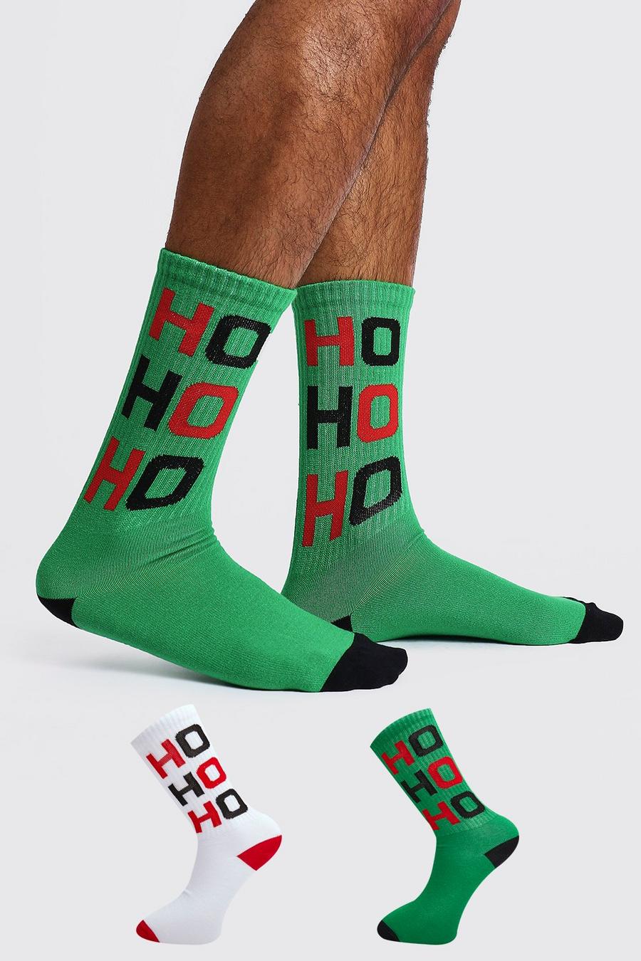 Multi 2 Pack Christmas Text Sock image number 1
