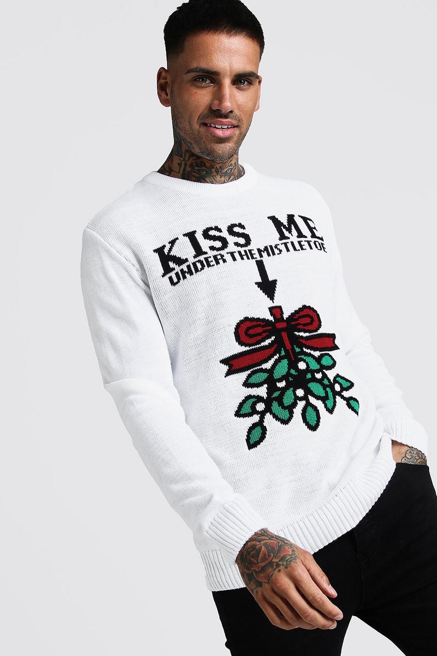 Pullover natalizio con scritta “Kiss me” image number 1