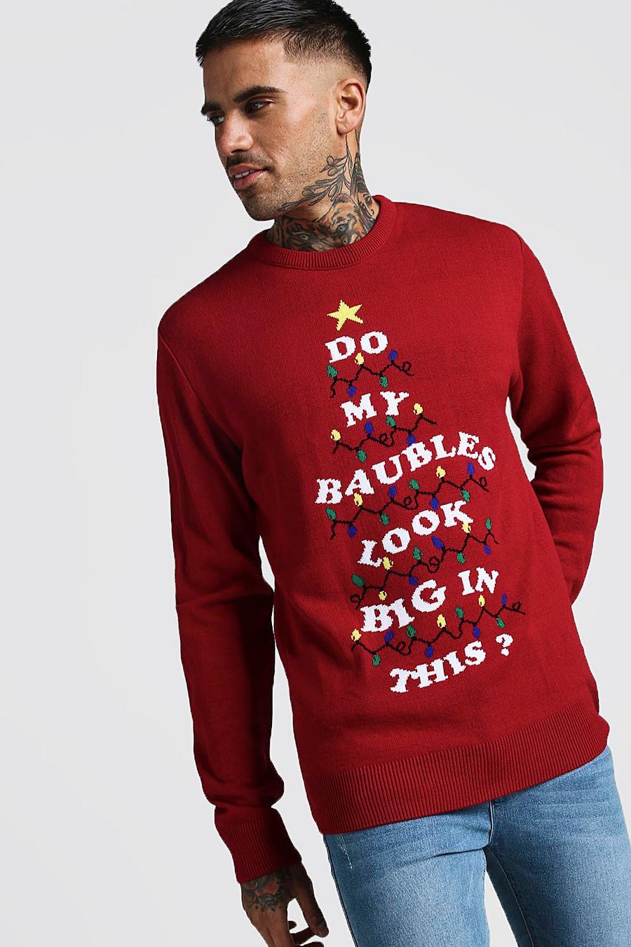 Red Slogan Christmas Sweater image number 1