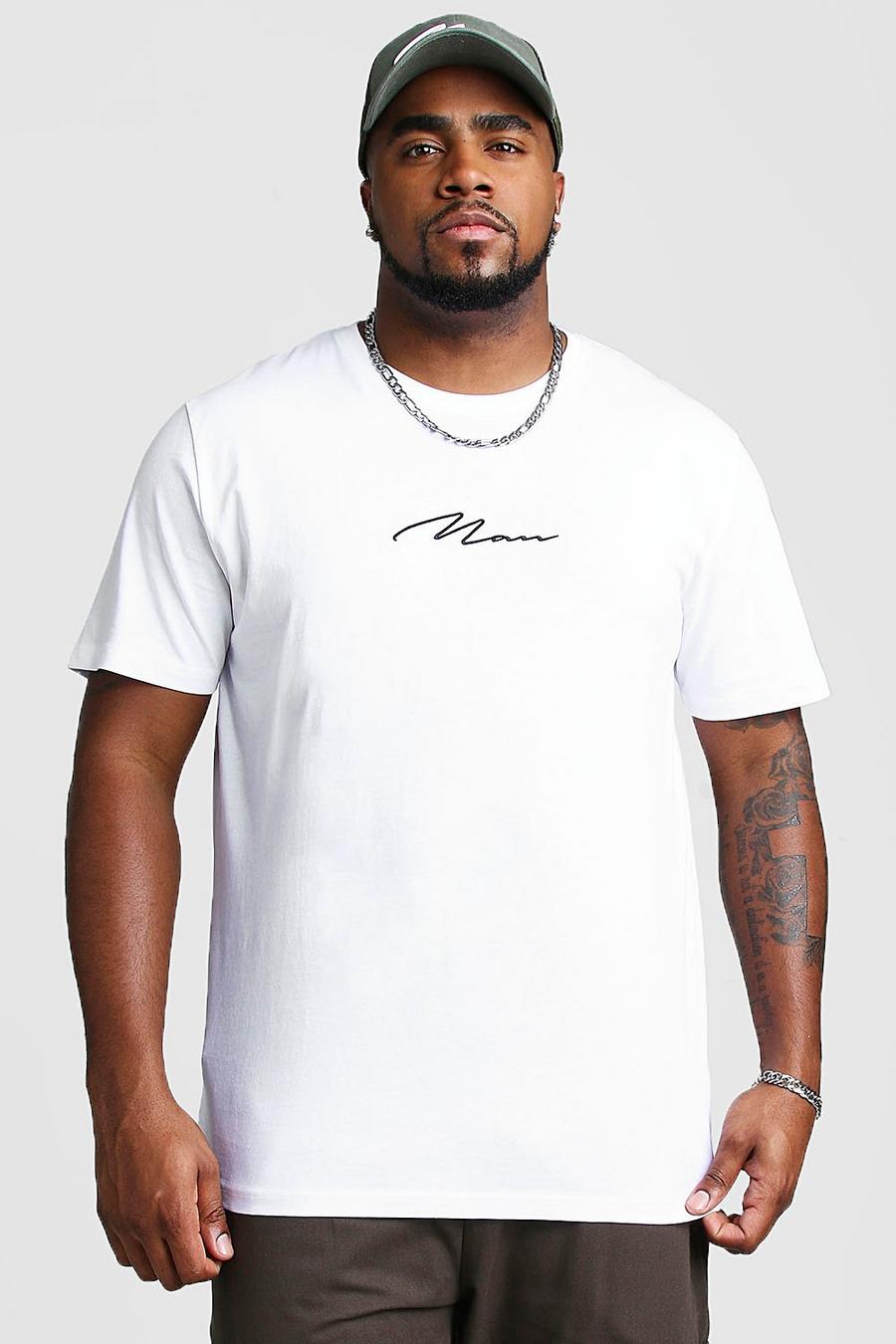 Big And Tall Longline T-Shirt mit MAN-Schriftzug, Weiß image number 1