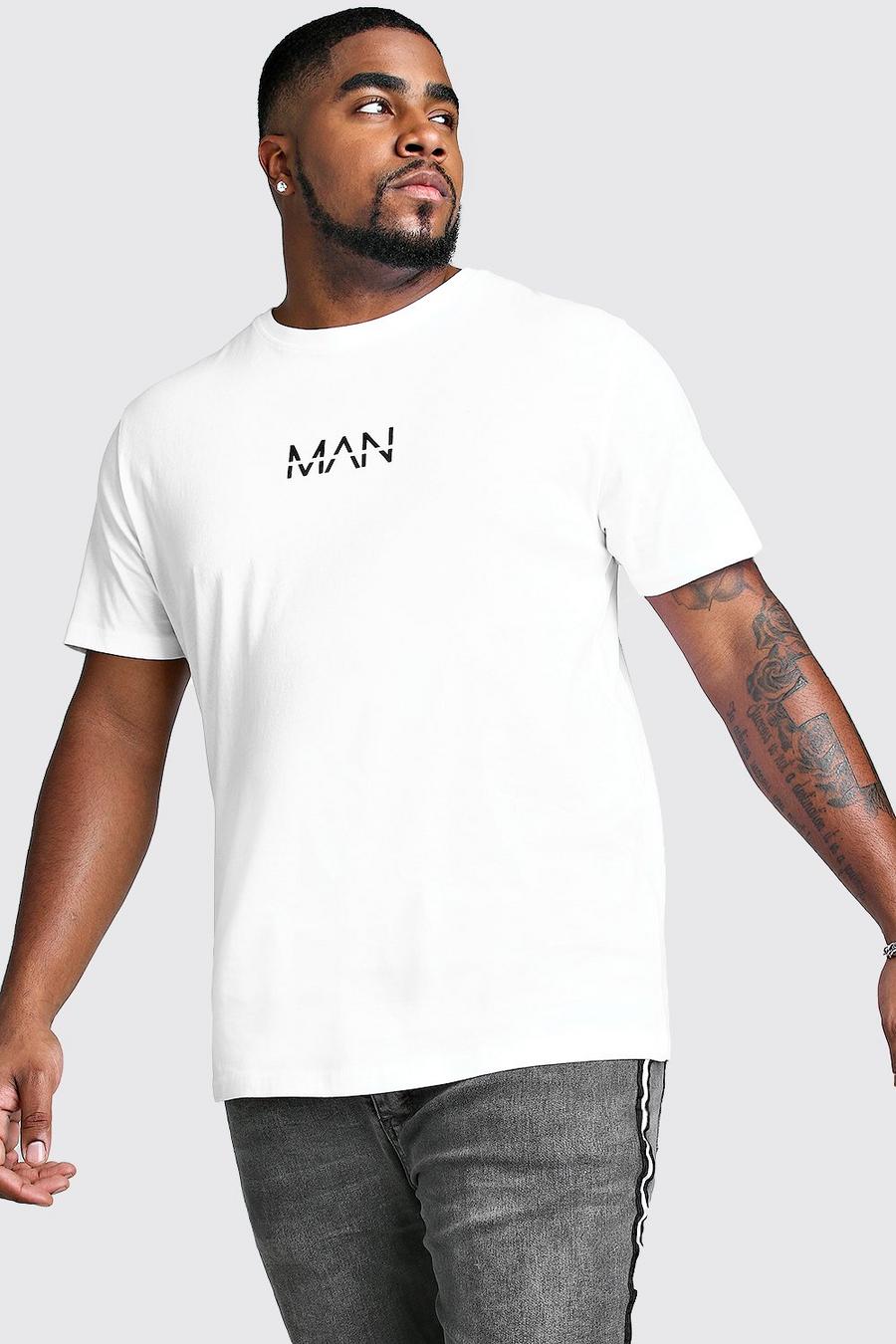 T-shirt Big And Tall con stampa MAN con linea, Bianco image number 1