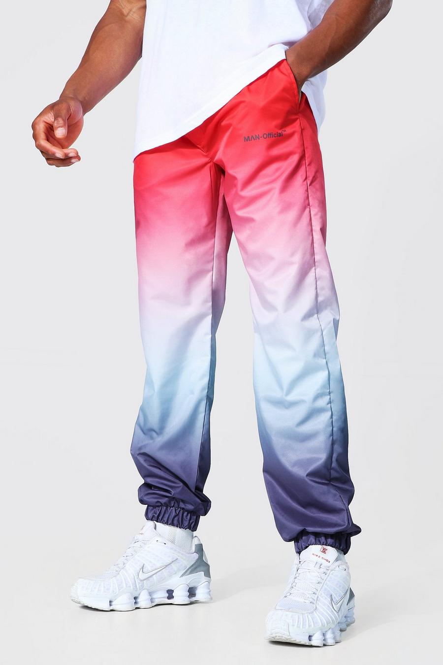 Red Elastic Waist Straight Fit Ombre MAN Jogger image number 1