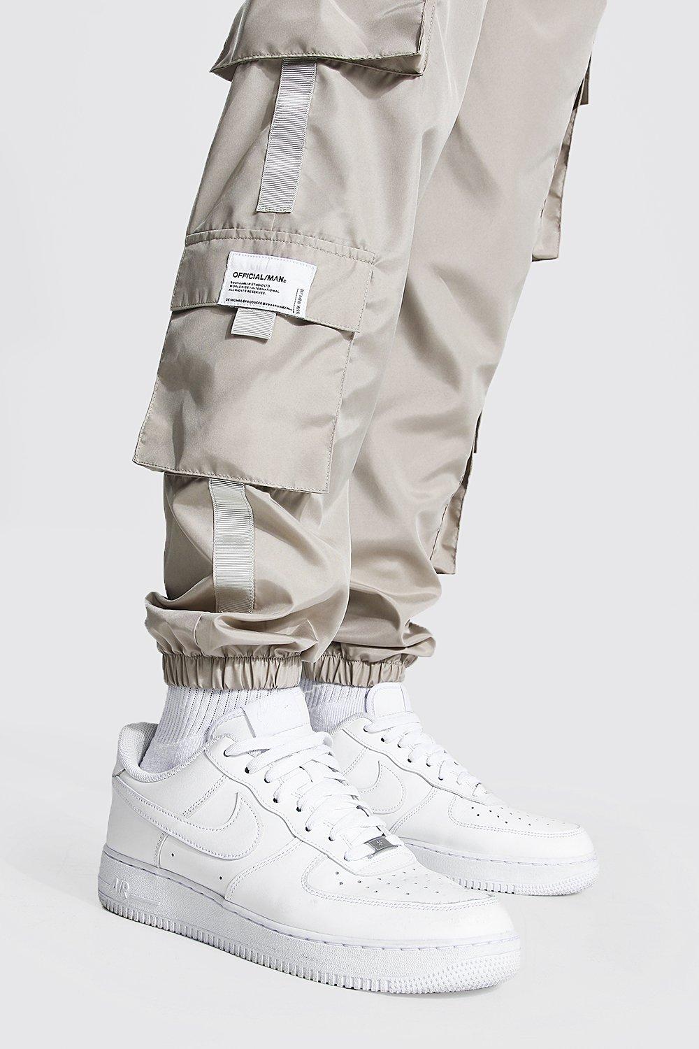 Elastic Waist Slim Official MAN Cargo Jogger | boohoo