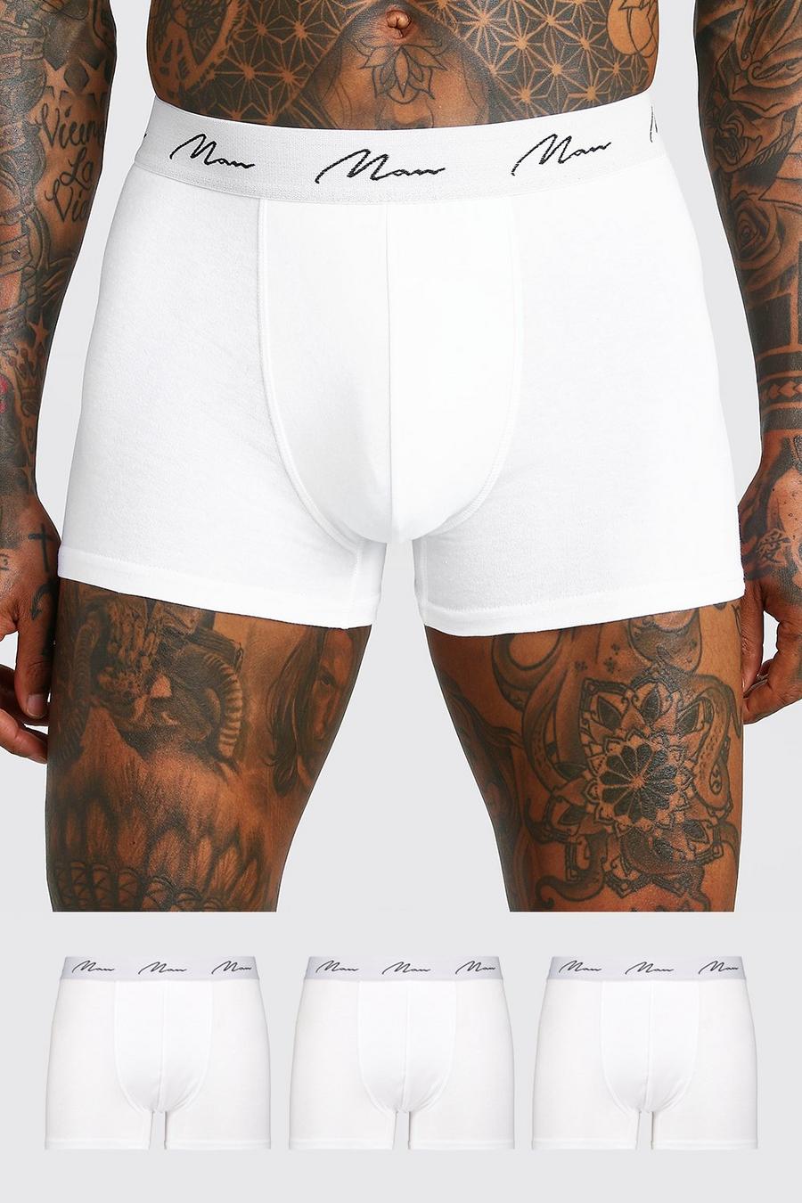 White 3 Pack MAN Script Mid Length Trunk image number 1
