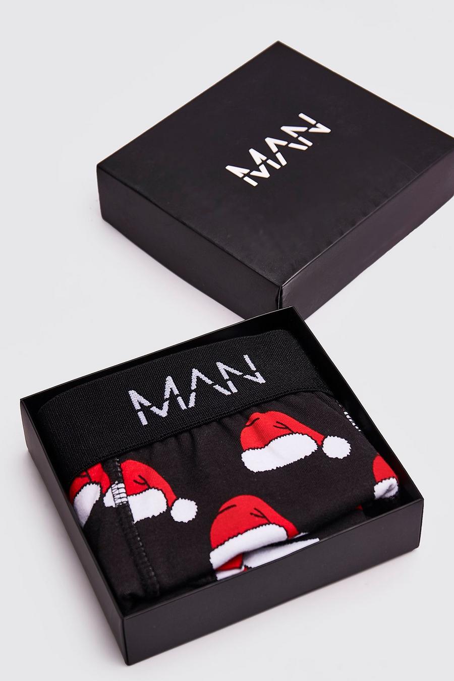 Black Christmas Santa Hat Printed Trunk Gift Box image number 1