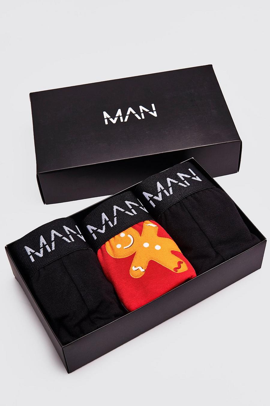 Set de regalo de 3 calzoncillos MAN navideños mixtos, Multicolor image number 1