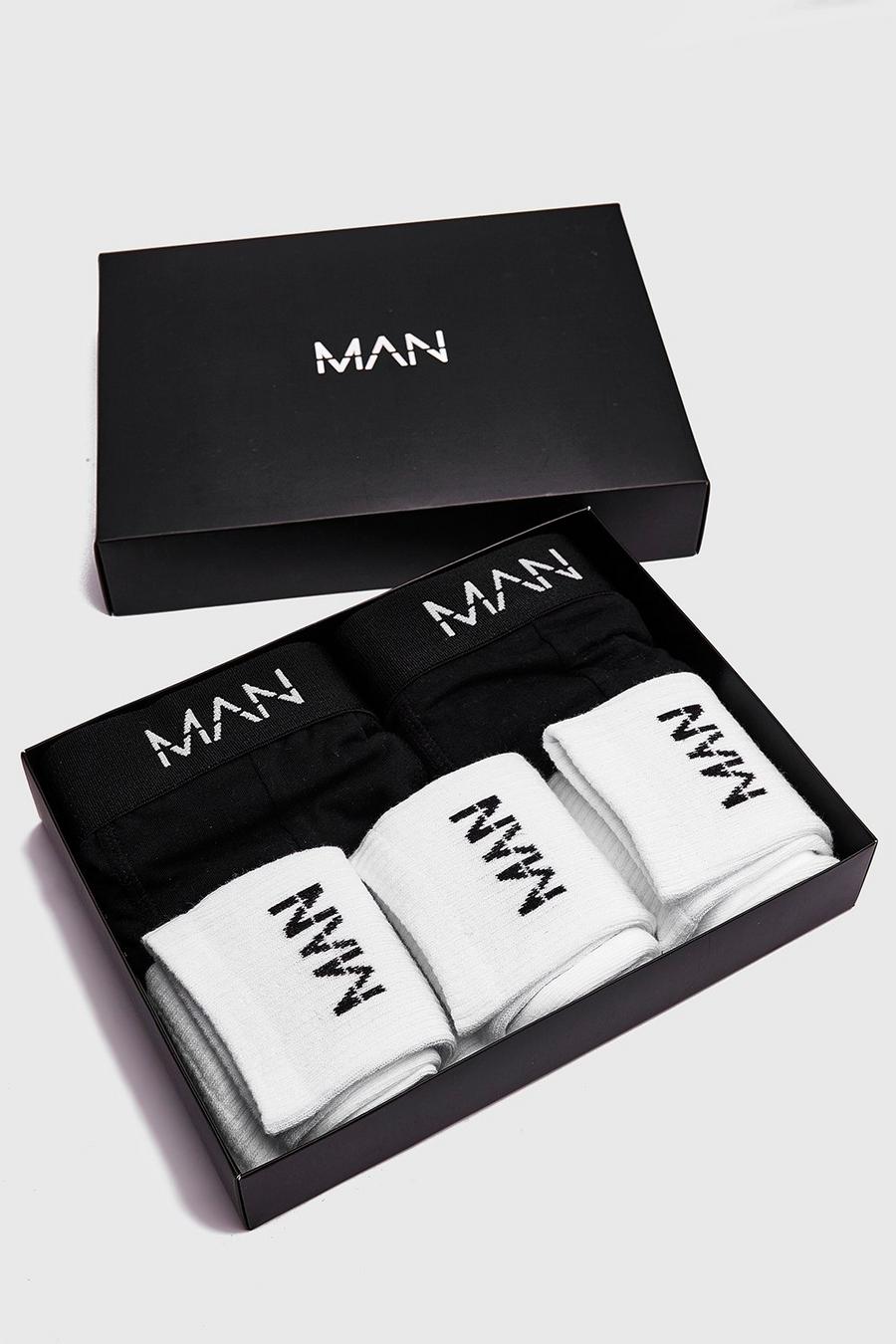 Black 5 Pack MAN Dash Trunk And Sock Gift Set image number 1