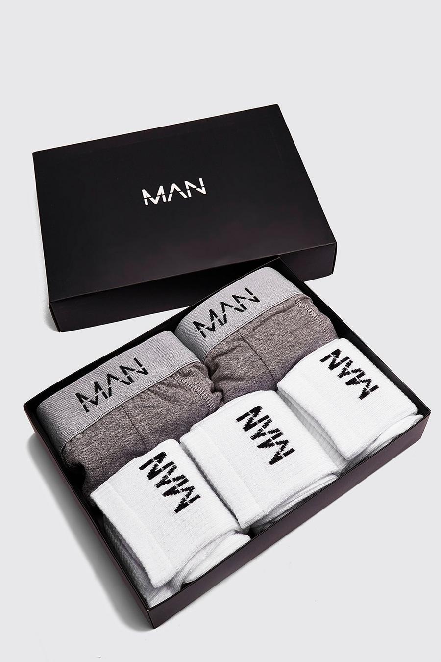 Set de regalo de 2 calzoncillos y 3 pares de calcetines MAN, Grey image number 1