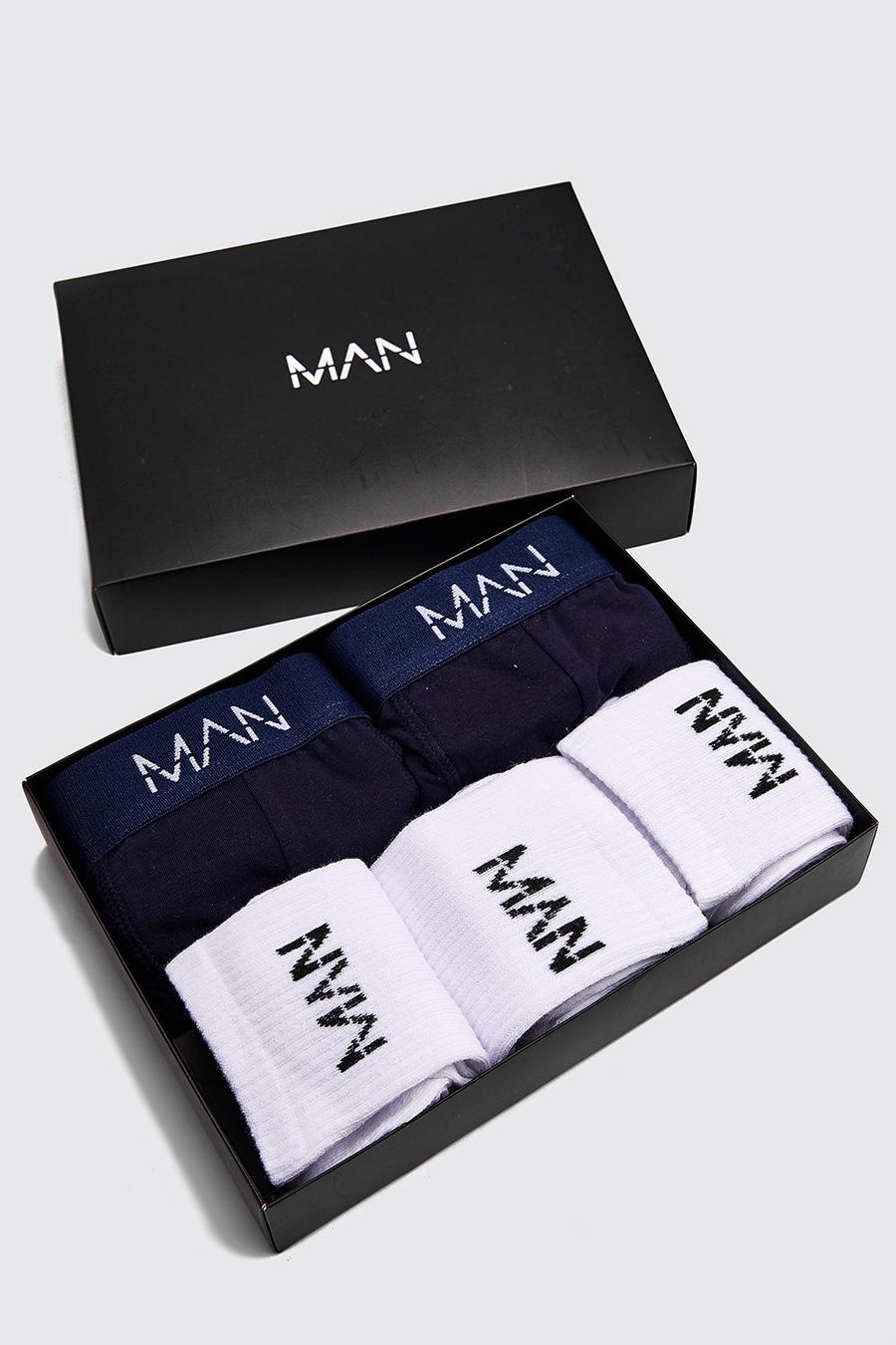 Confezione regalo con 5 paia di calzini e boxer con linea MAN, Blu oltremare image number 1