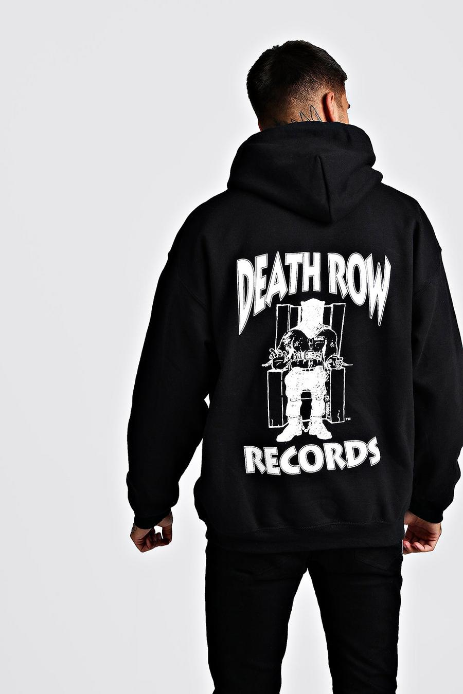 Sudadera oversize con capucha y estampado de Death Row, Negro nero image number 1