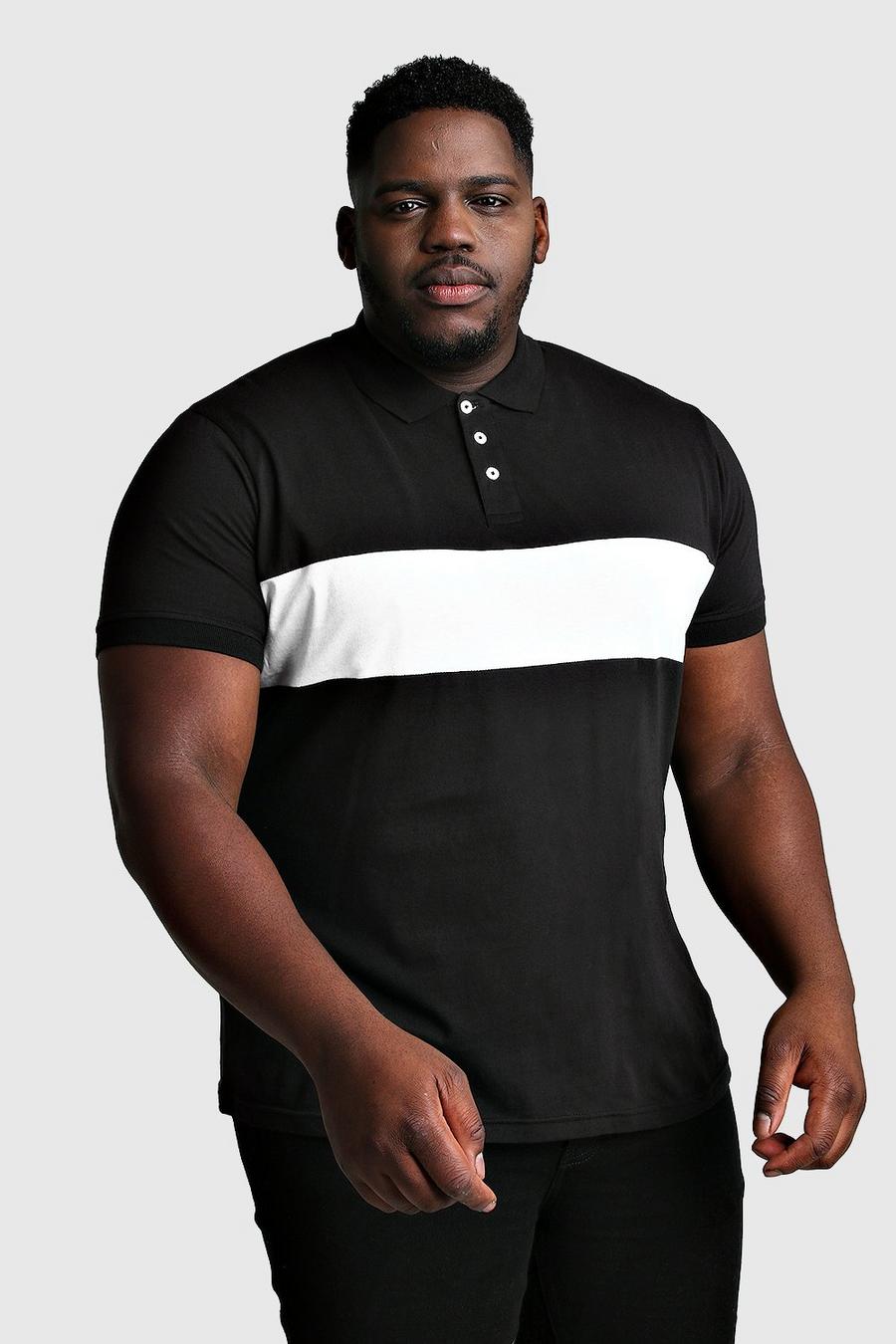 Black Big & Tall - Piké i jersey med blockfärger image number 1
