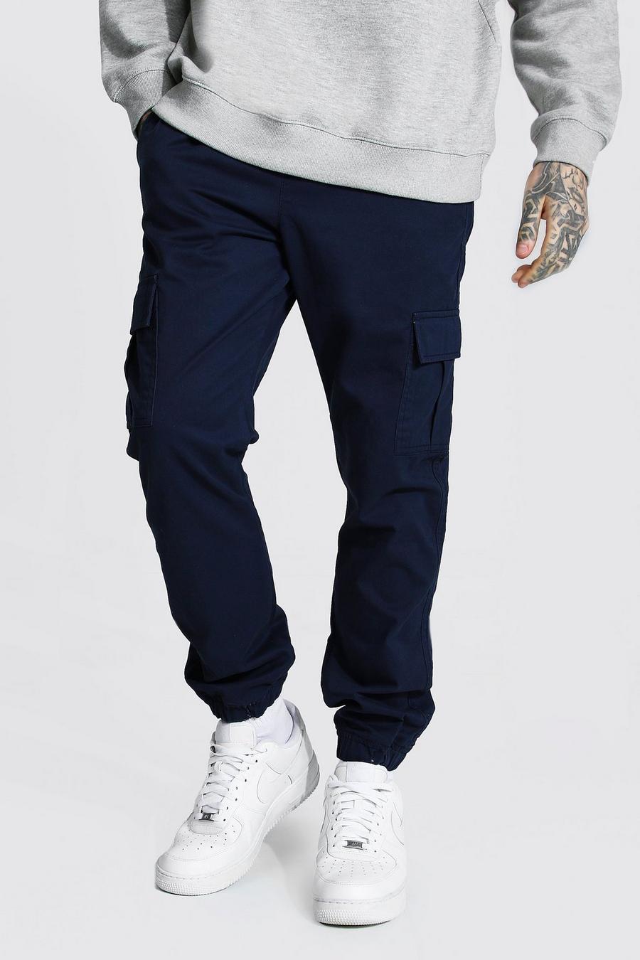 Navy Regular Fit Cargo Trousers image number 1