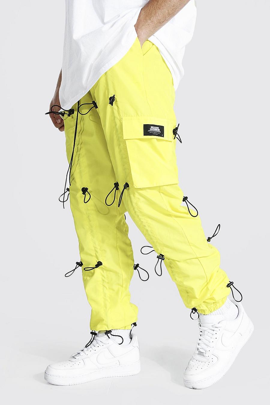 Yellow Loose Fit All Over Toggle Cargo Pants image number 1