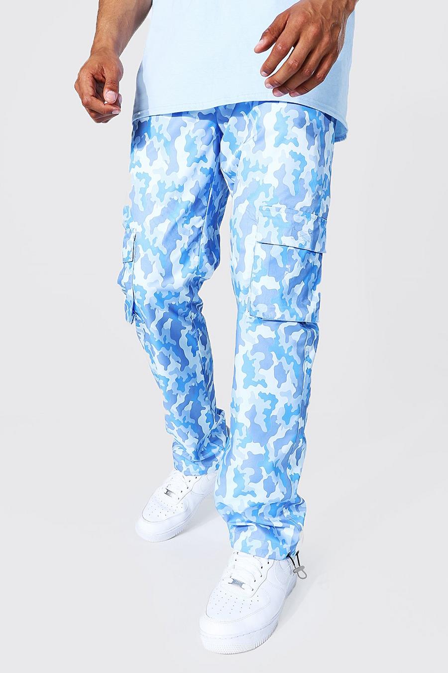 Blue Camo Shell Cargo Pants With Toggles image number 1