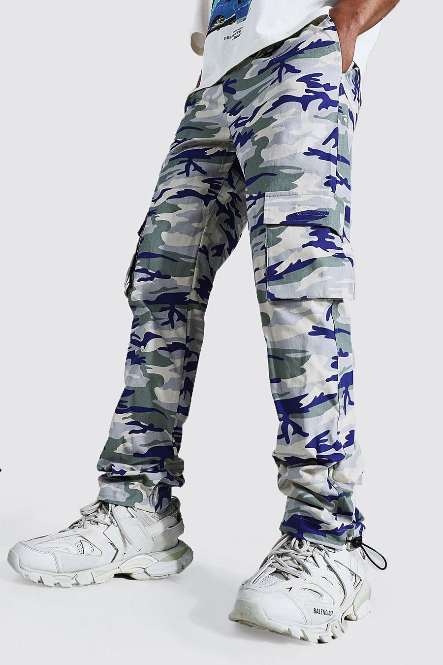 Sand Elastic Waist Relaxed Camo Cargo Trouser image number 1