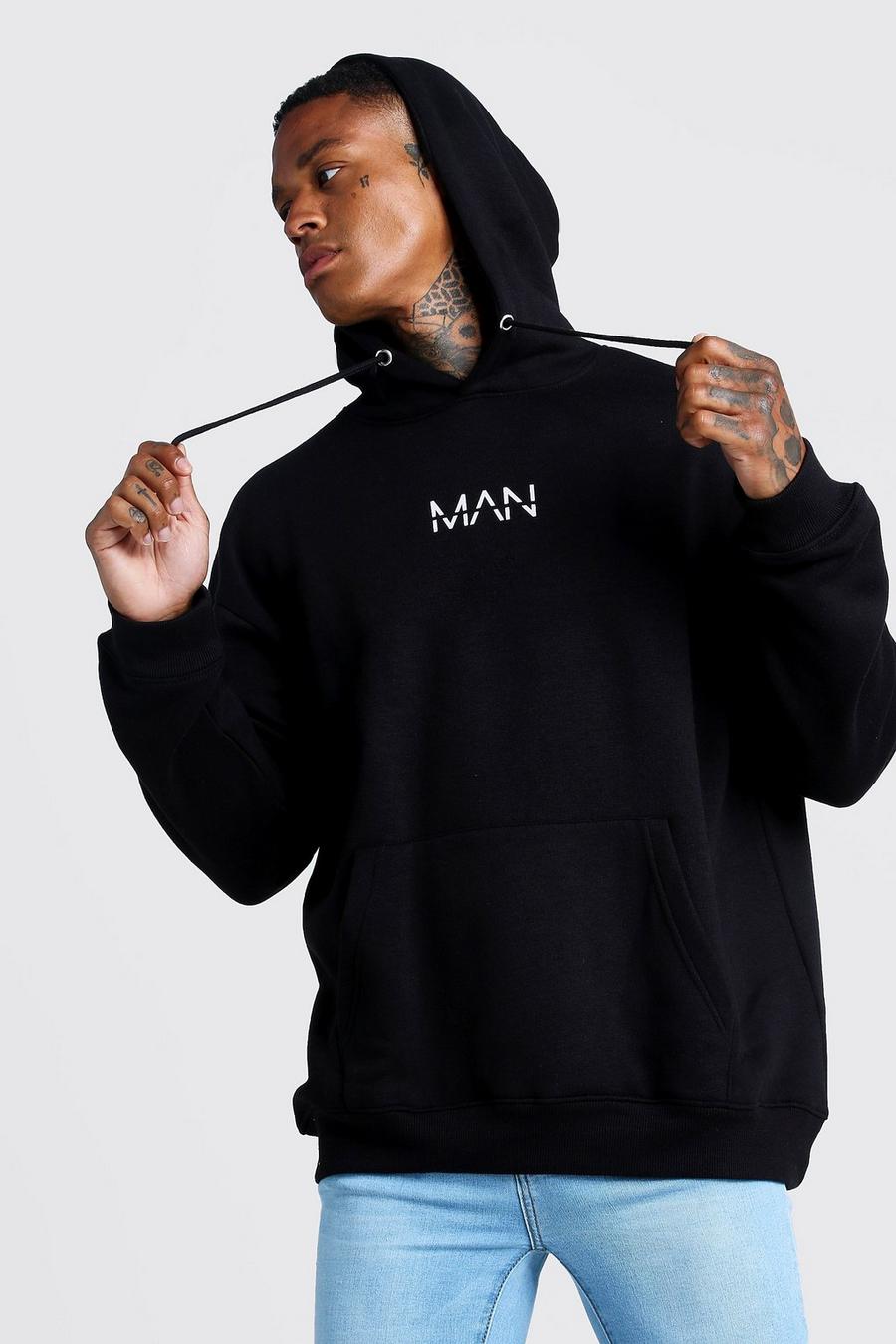 Black Original MAN Oversize hoodie med tryck image number 1