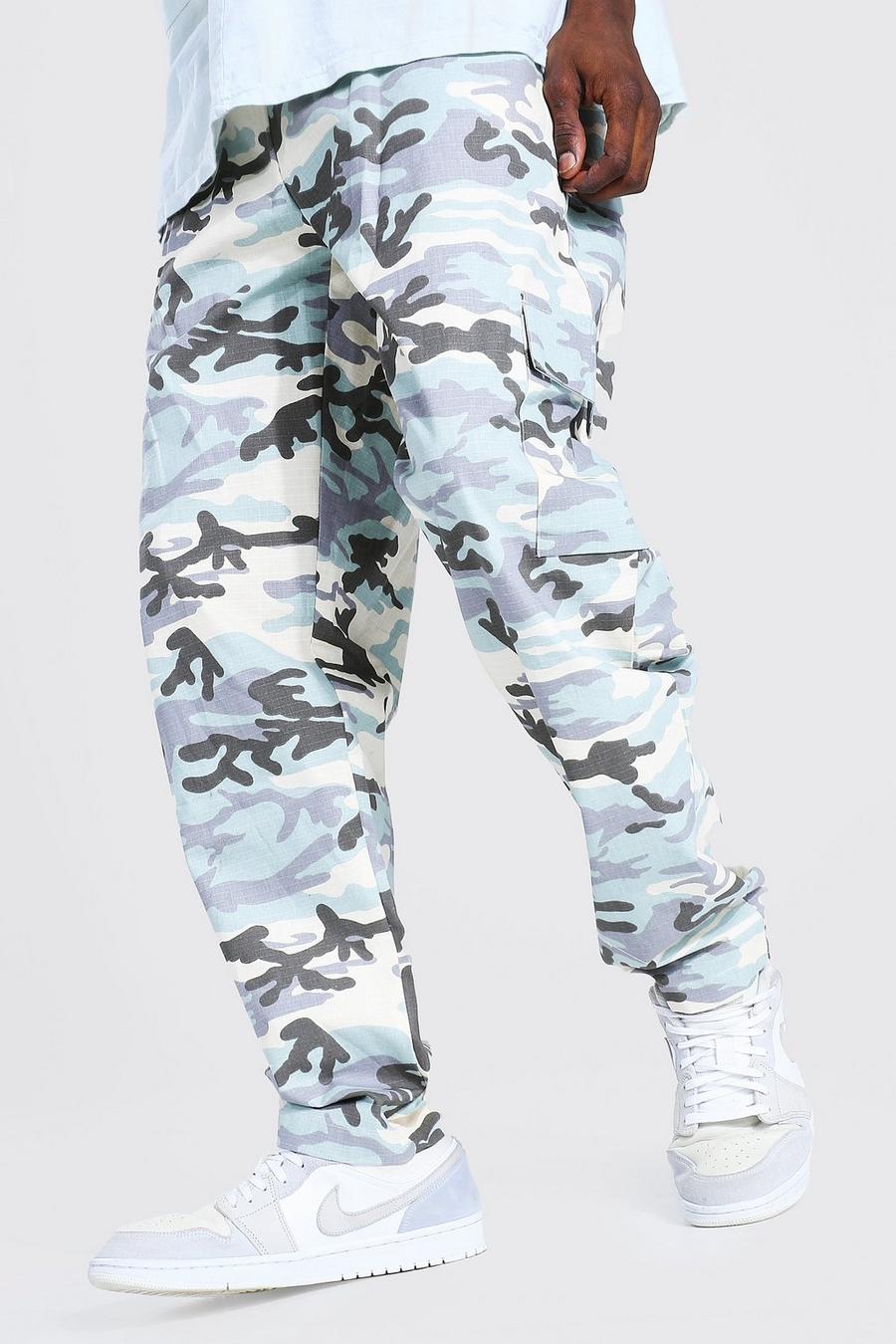 Stone Relaxed Fit Ripstop Camo Twill Cargo Trouser image number 1