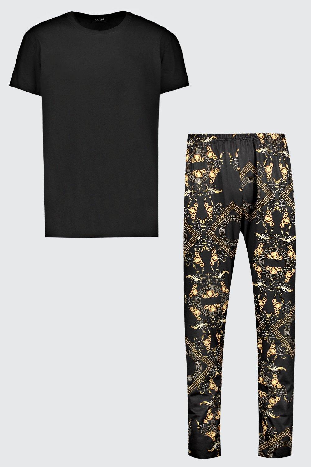 Buy Boohoo Baroque Print T Shirt And Leggings Set In Black