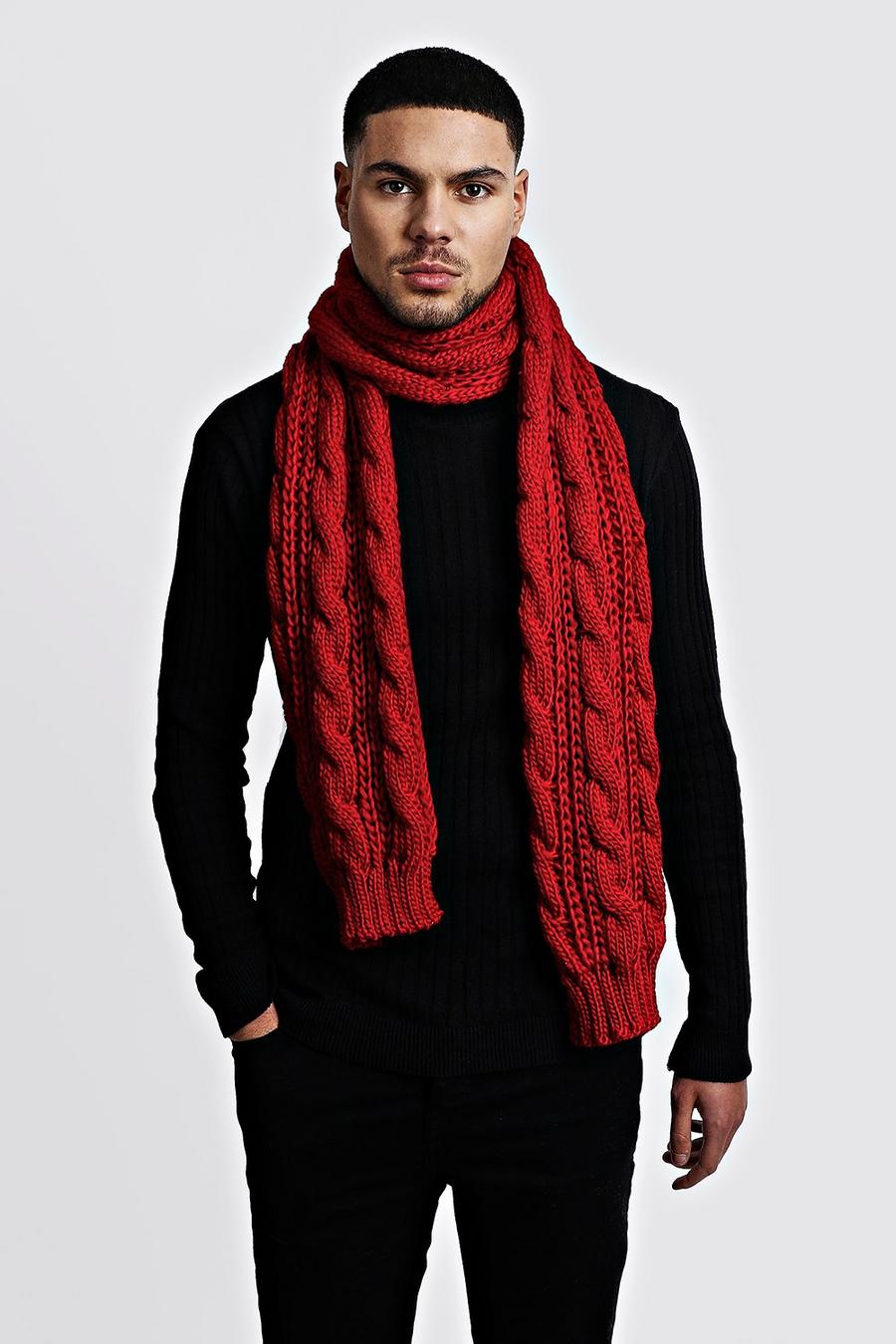 Chunky Knit Scarf, Burgundy image number 1