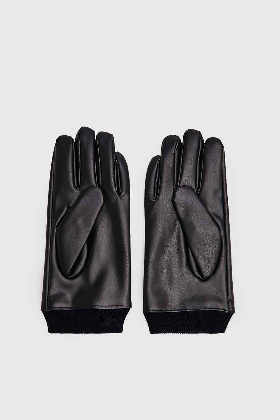 Black Faux Leather Gloves image number 1