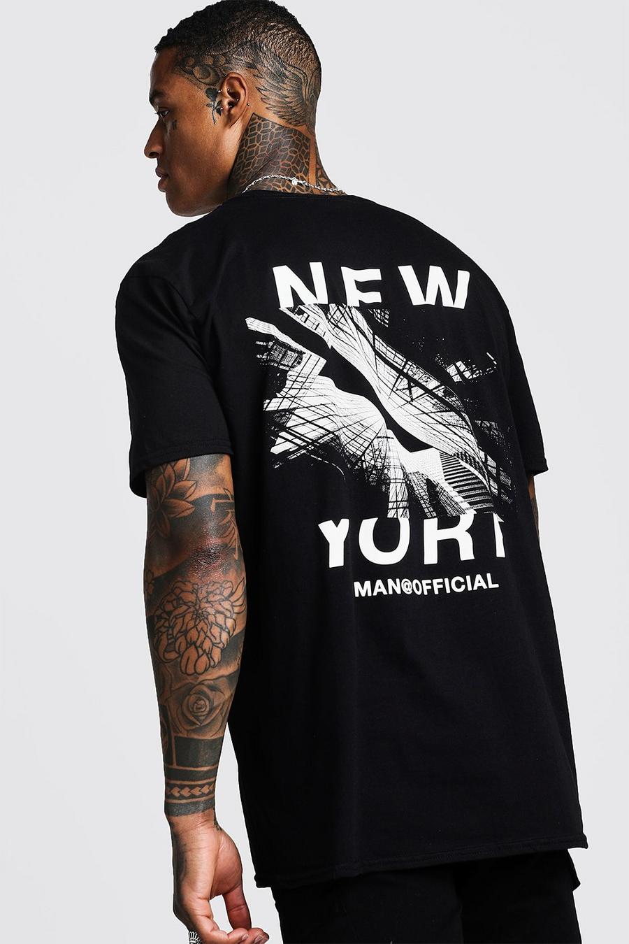 Black Oversized New York Graphic Print T-Shirt image number 1