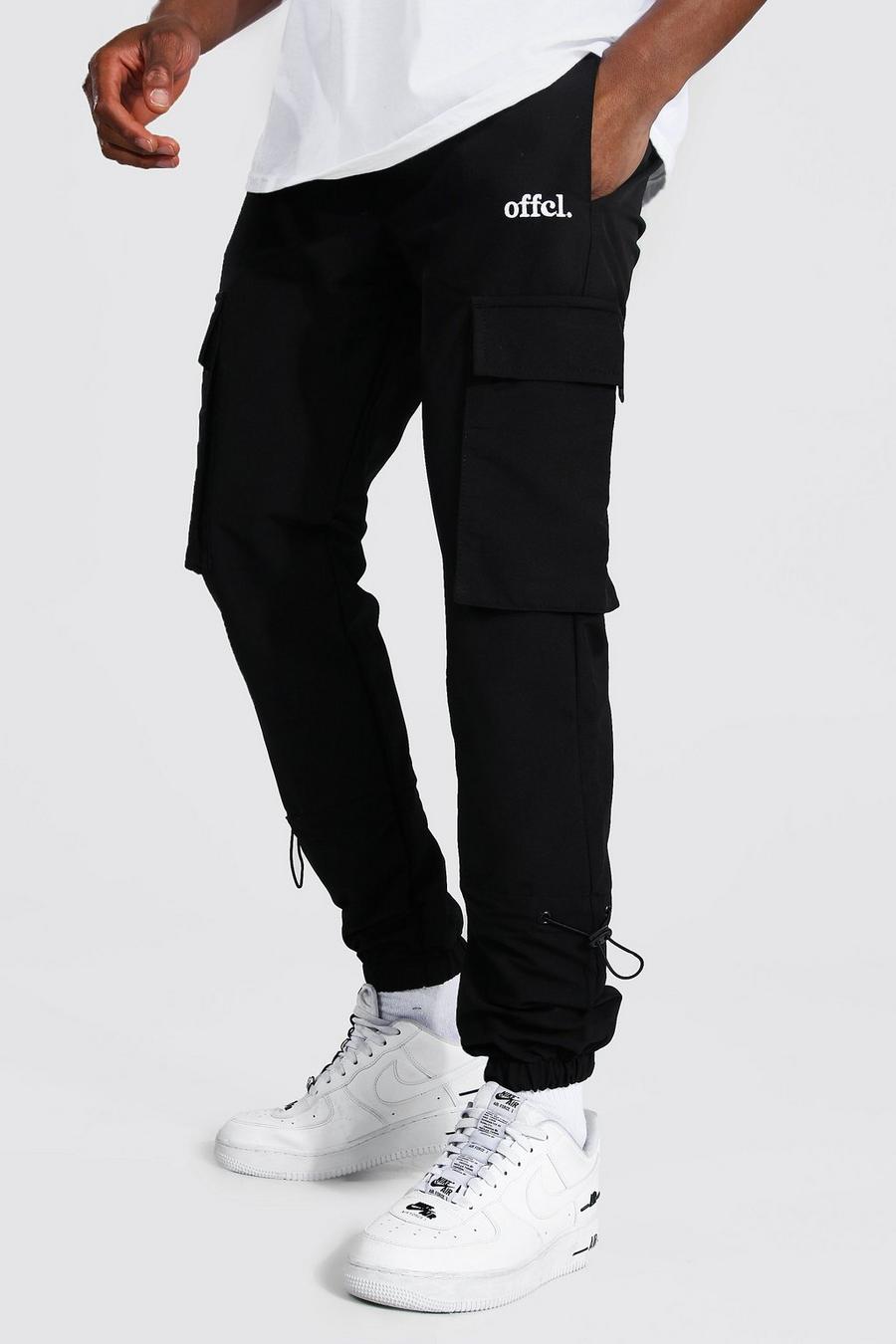 שחור מכנסי דגמ"ח עם מעטפת, קמטים בחזית וחגורה image number 1