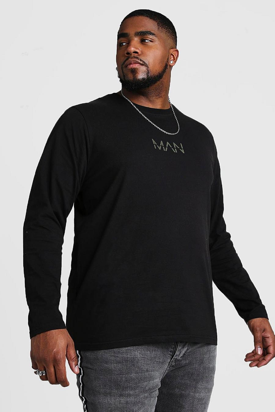 Black Plus Size MAN Dash Long Sleeve T-Shirt image number 1