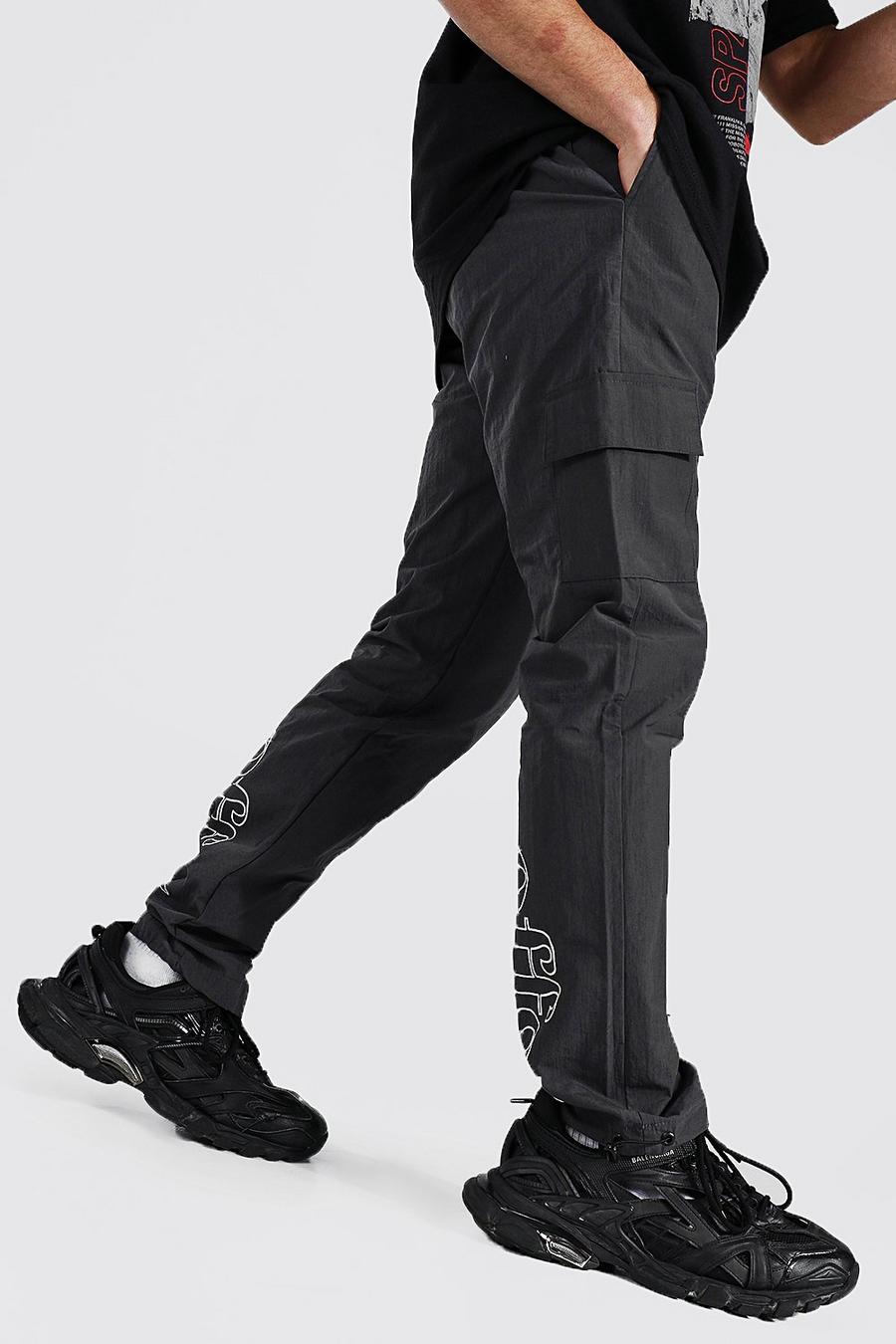 Pantaloni cargo con rivestimento e cordino elasticizzato Ofcl, Grigio chiaro image number 1