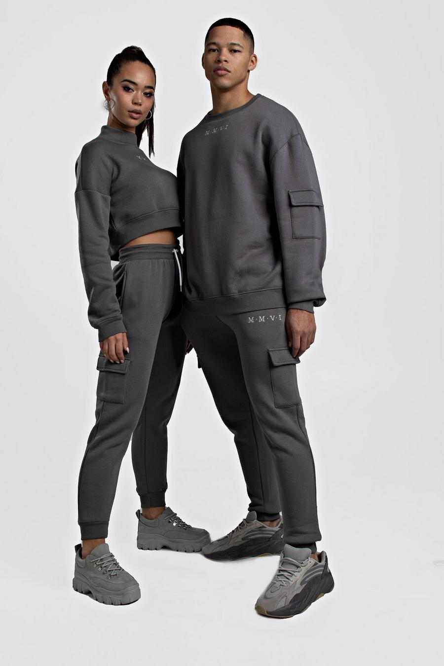 Charcoal His Cargo Sweater Tracksuits image number 1