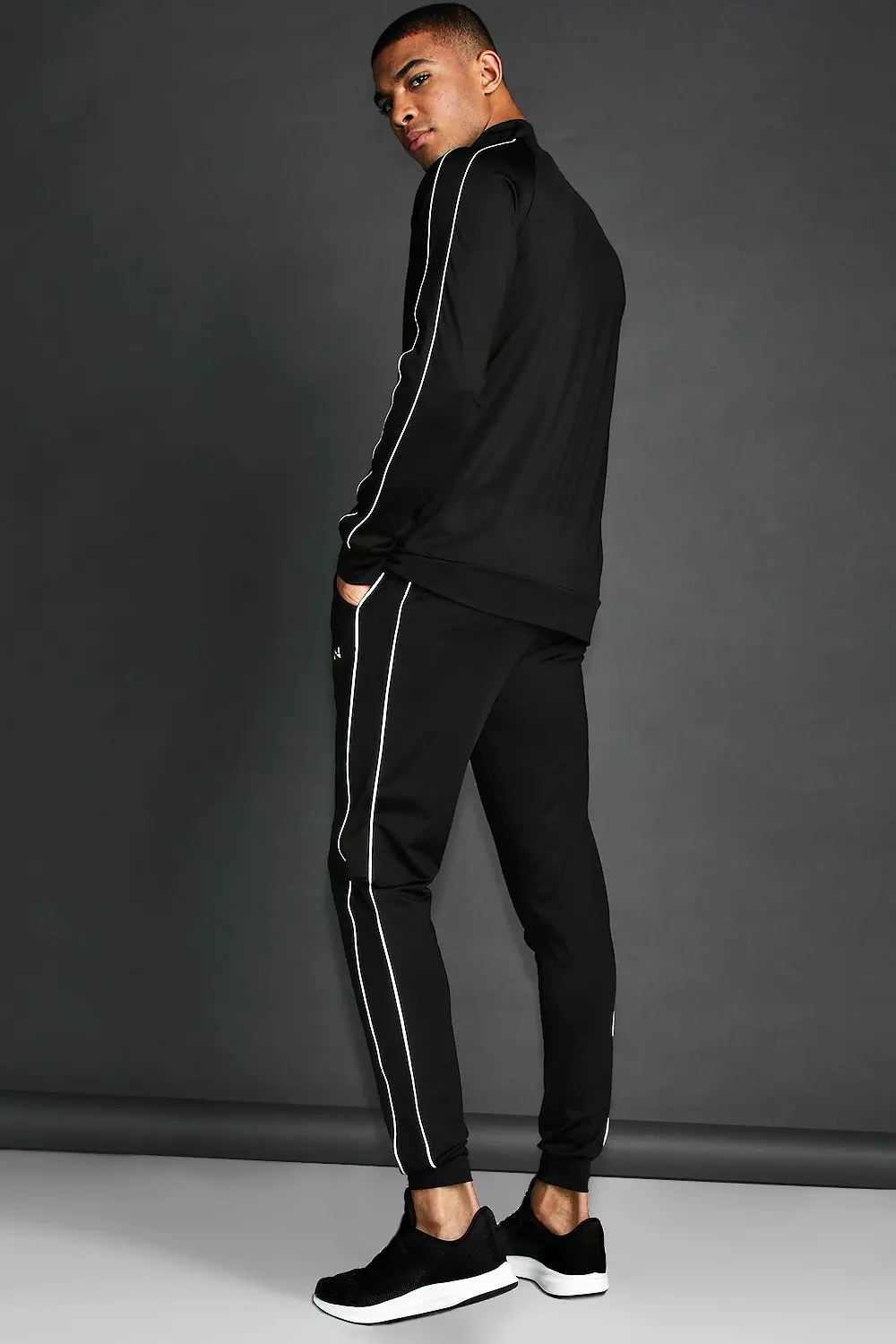 MAN Skinny Fit Tracksuit With Reflective Piping