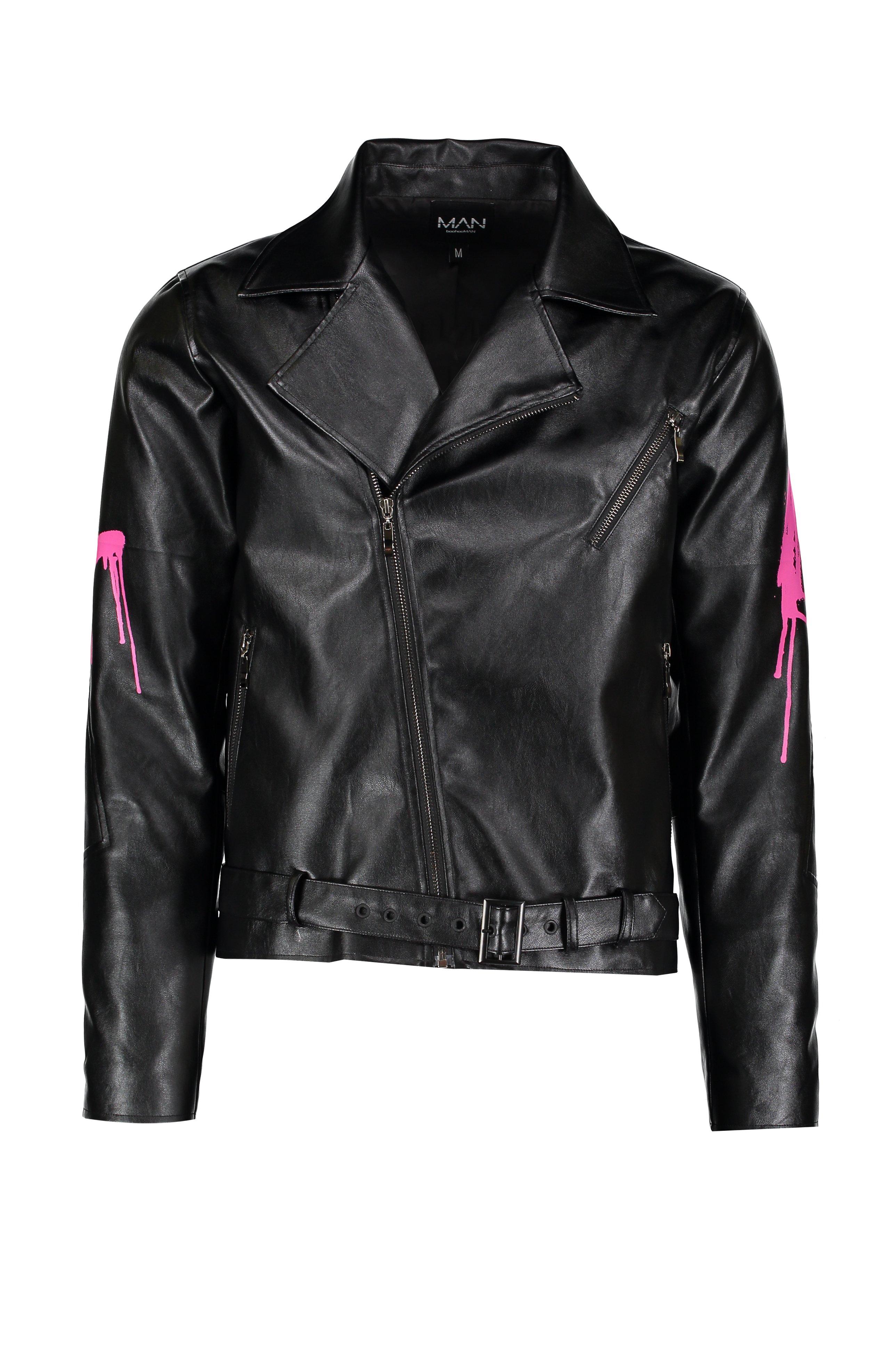 Leather jacket with back print hotsell