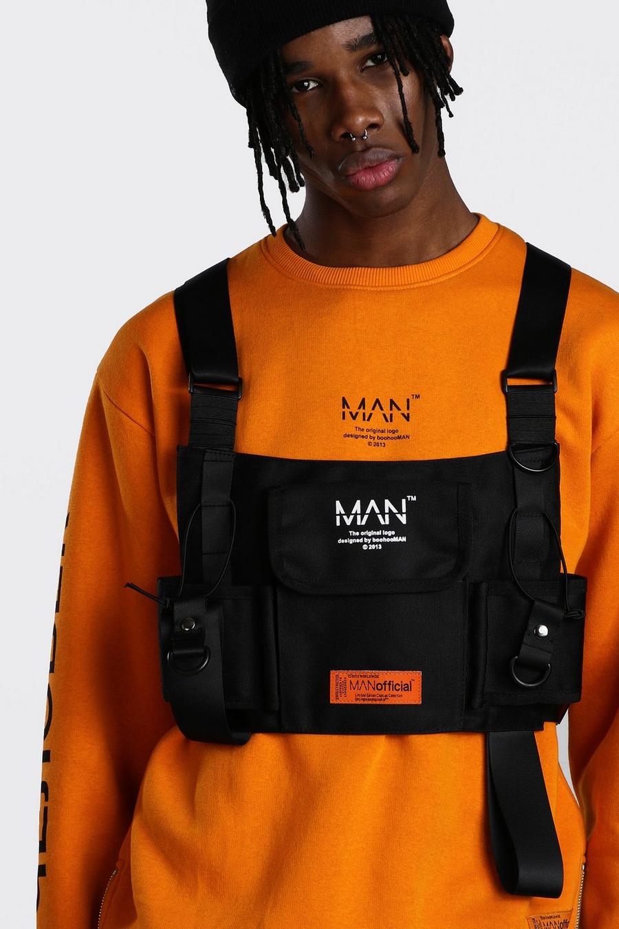 Zwart Man Utility Hemd Met Harnas image number 1