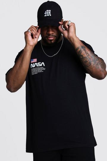 Plus Size NASA Chest Print License T-Shirt black