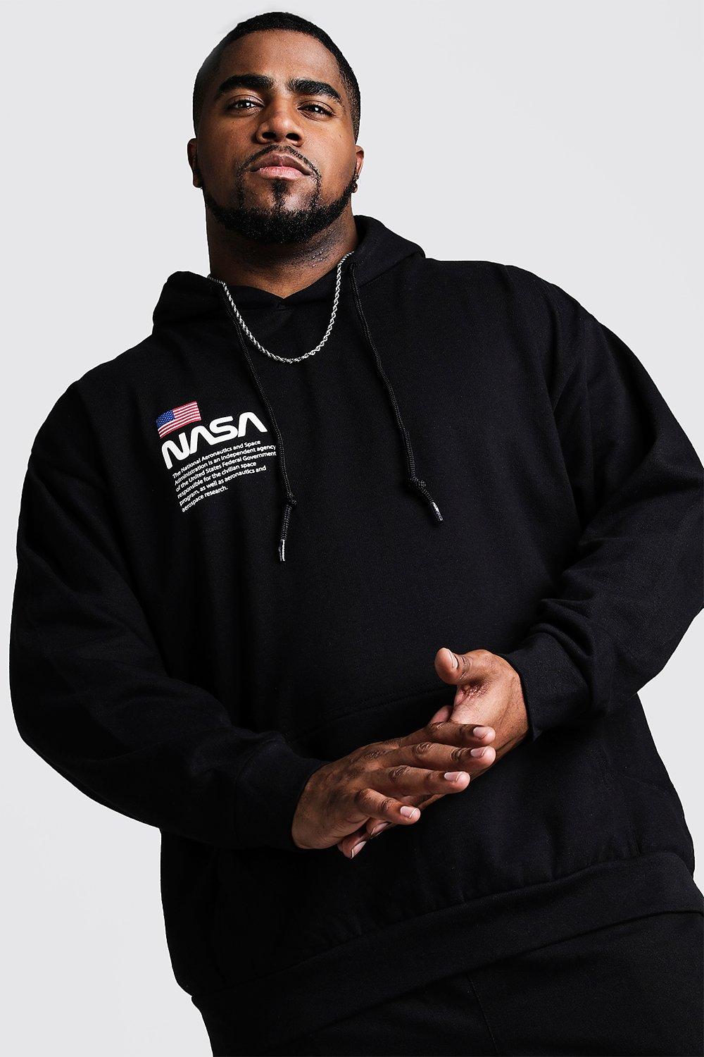 nasa chest and sleeve print hoodie