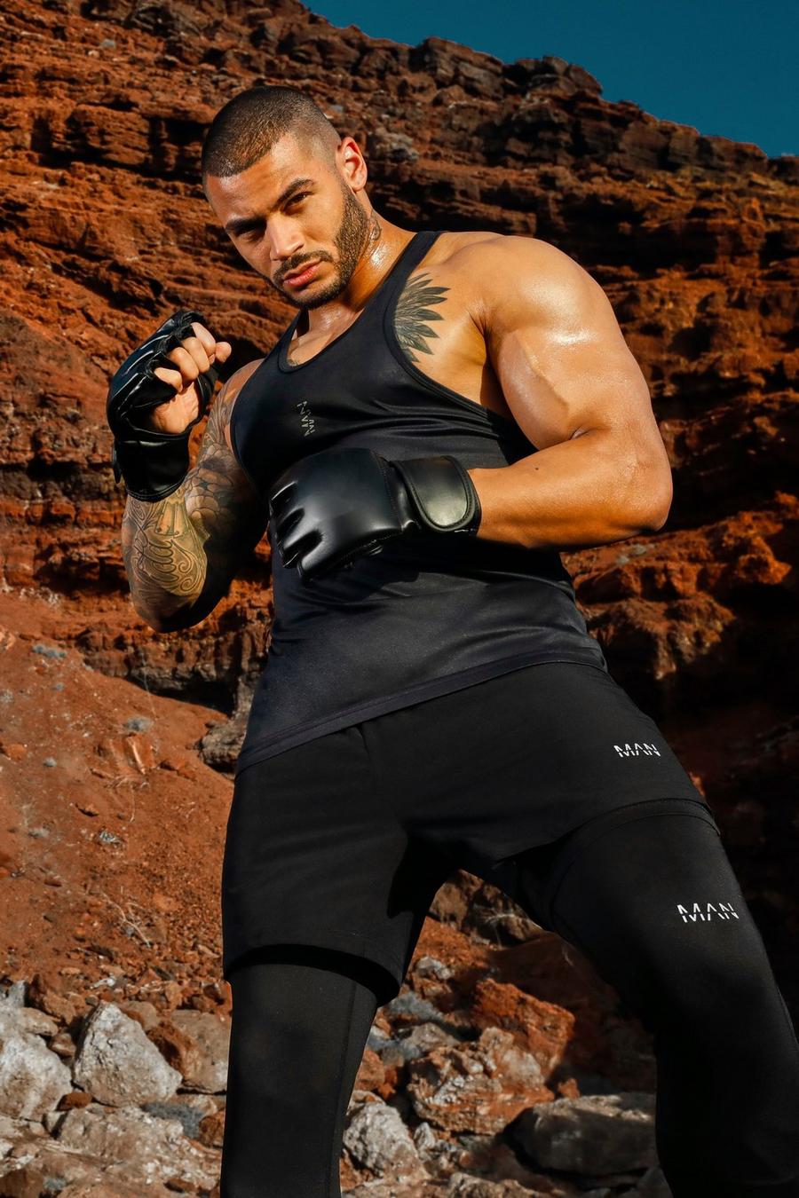 MAN Active Poly Gym Racer Vest, Black image number 1