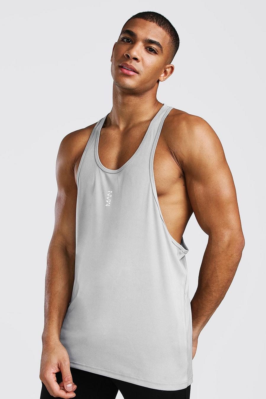 Silver Man Active Poly Gym Racer Tank Top image number 1