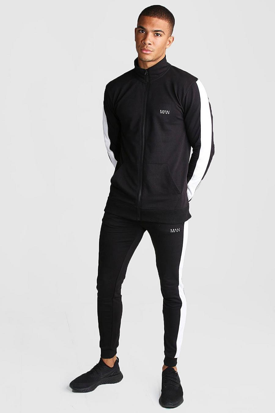 MAN Active Skinny Fit Trainingsanzug mit reflektierendem Detail, Schwarz image number 1