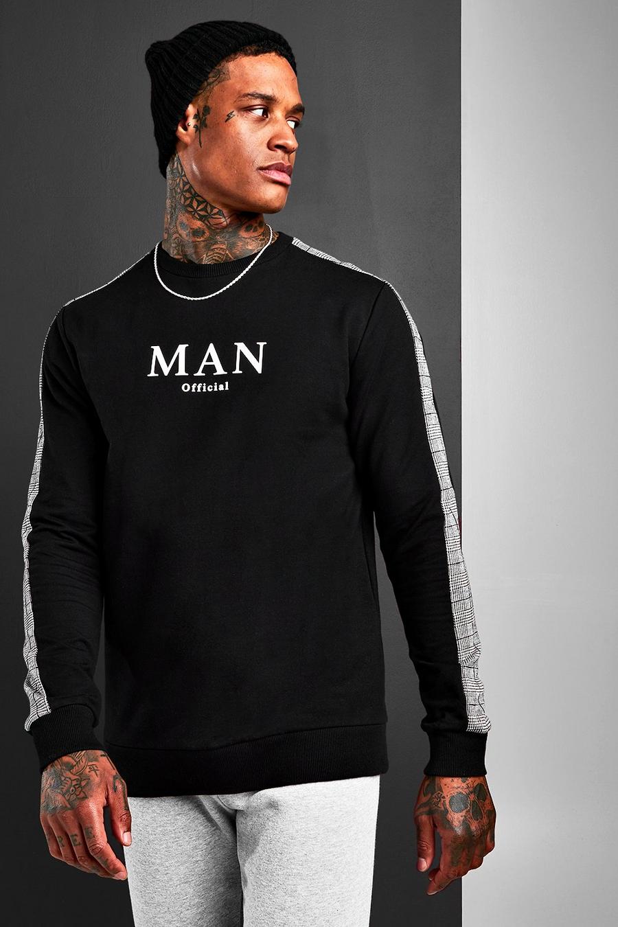 Black Jacquard Sleeve Panel MAN Sweatshirt image number 1