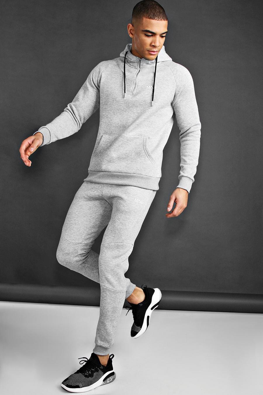 Grey MAN Active Tapered 1/4 Zip Tracksuit image number 1