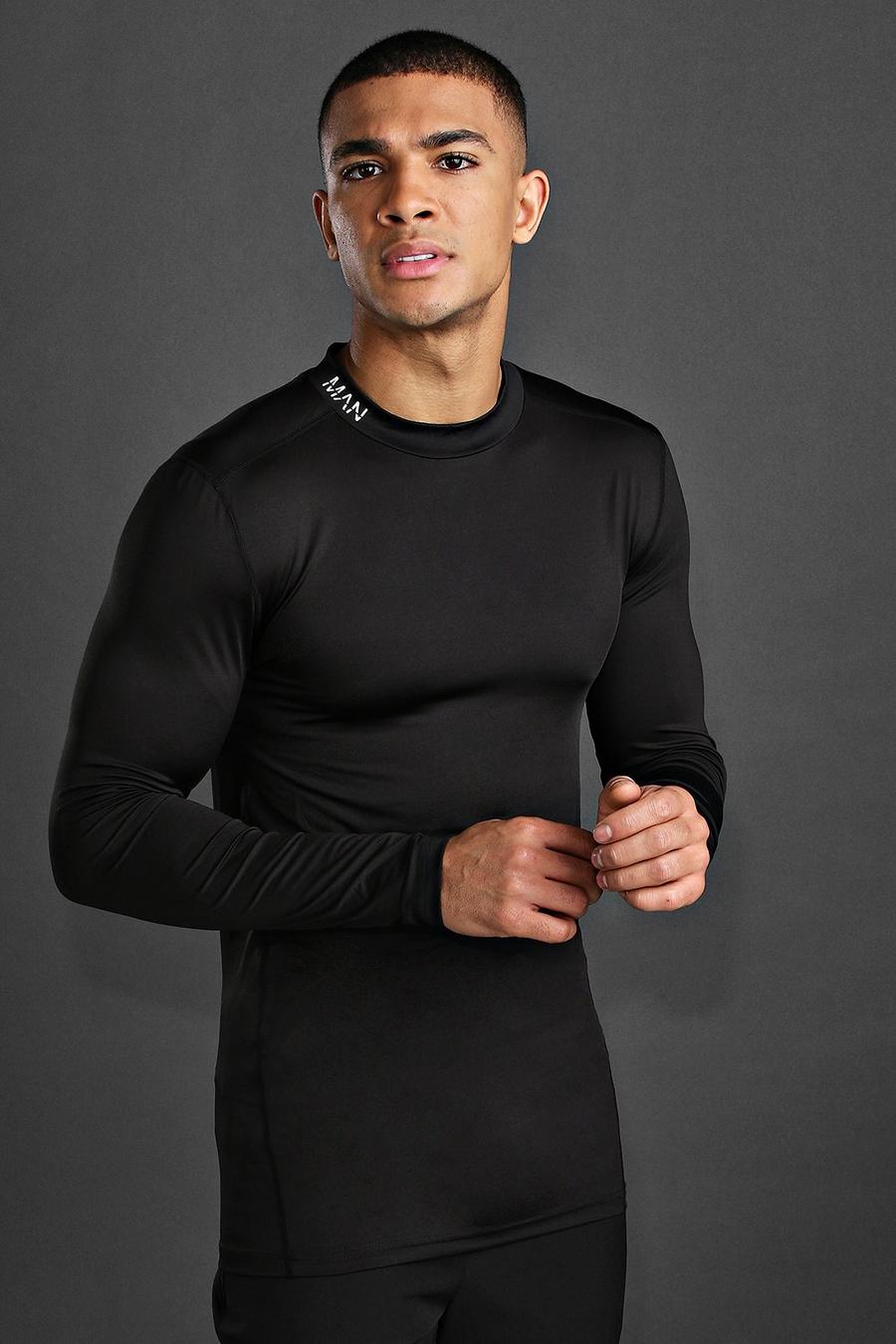 Black noir Man Active Gym Compression Long Sleeve Tee image number 1