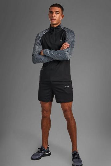 Active Man Shirt Met Hoge Kraag En Shorts Set zwart