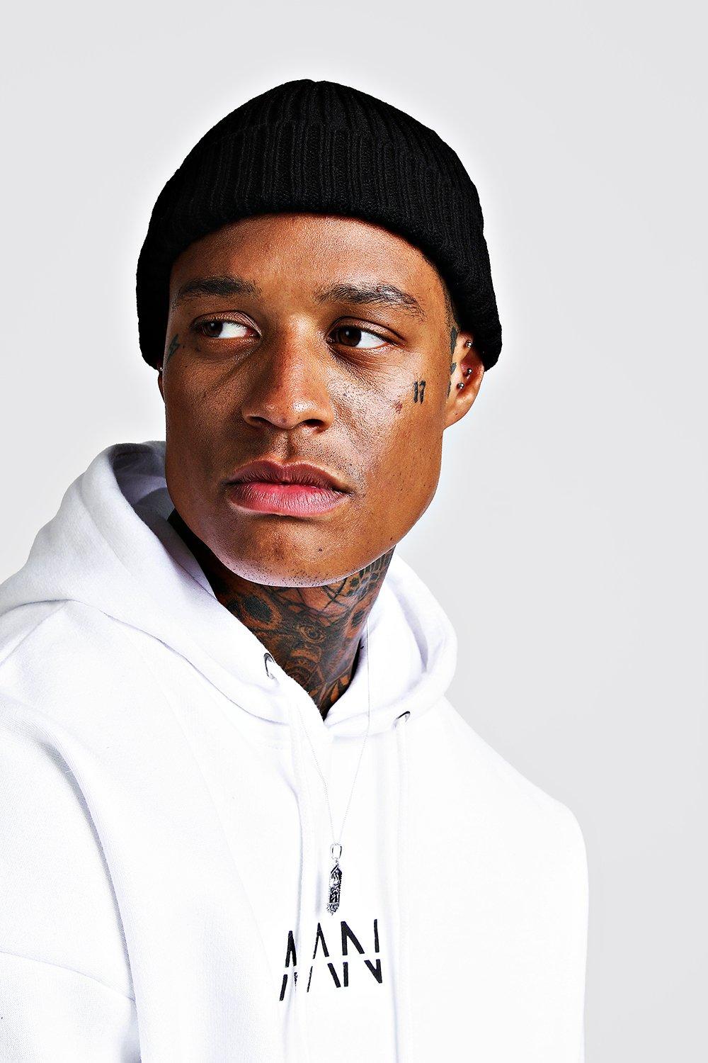 black mini fisherman beanie