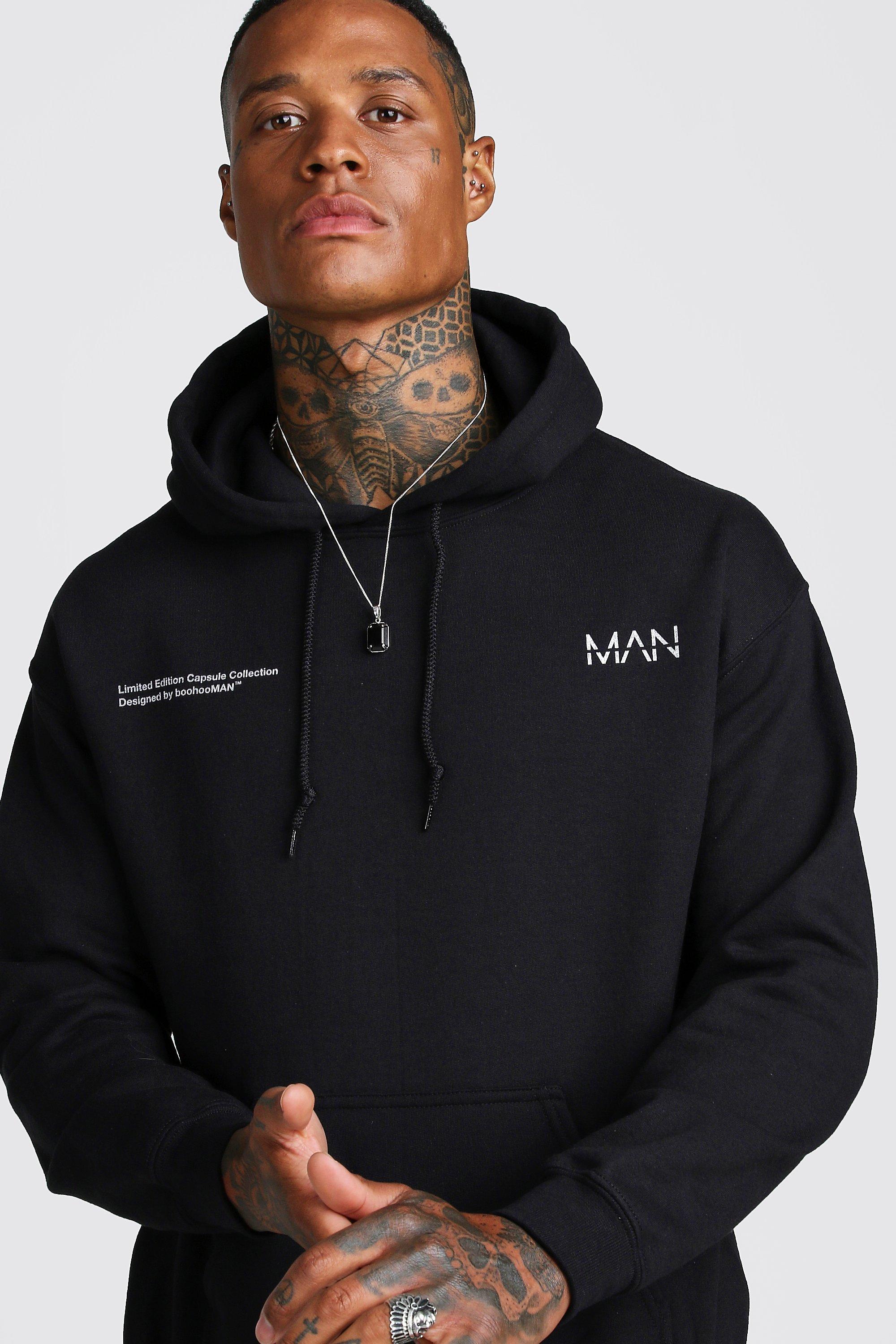 MAN Graffiti Flag Back Print Hoodie