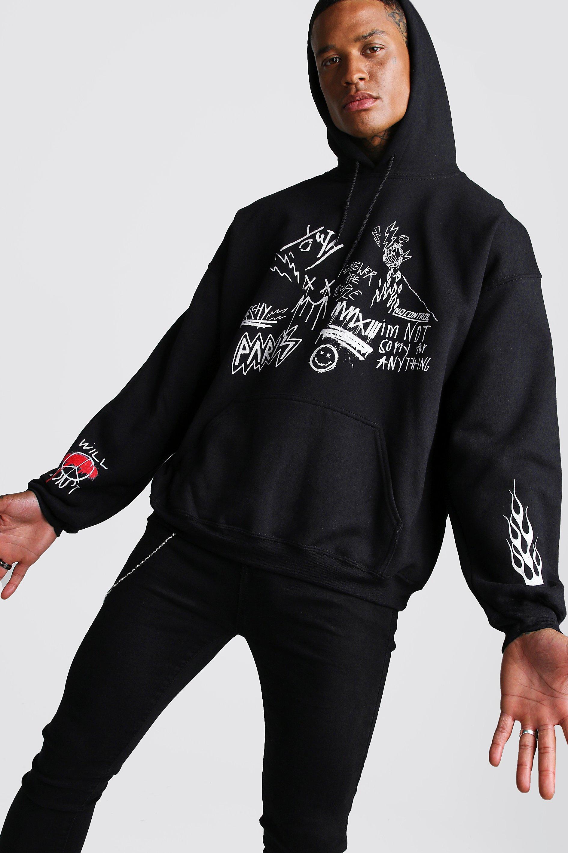 sleeve print hoodie