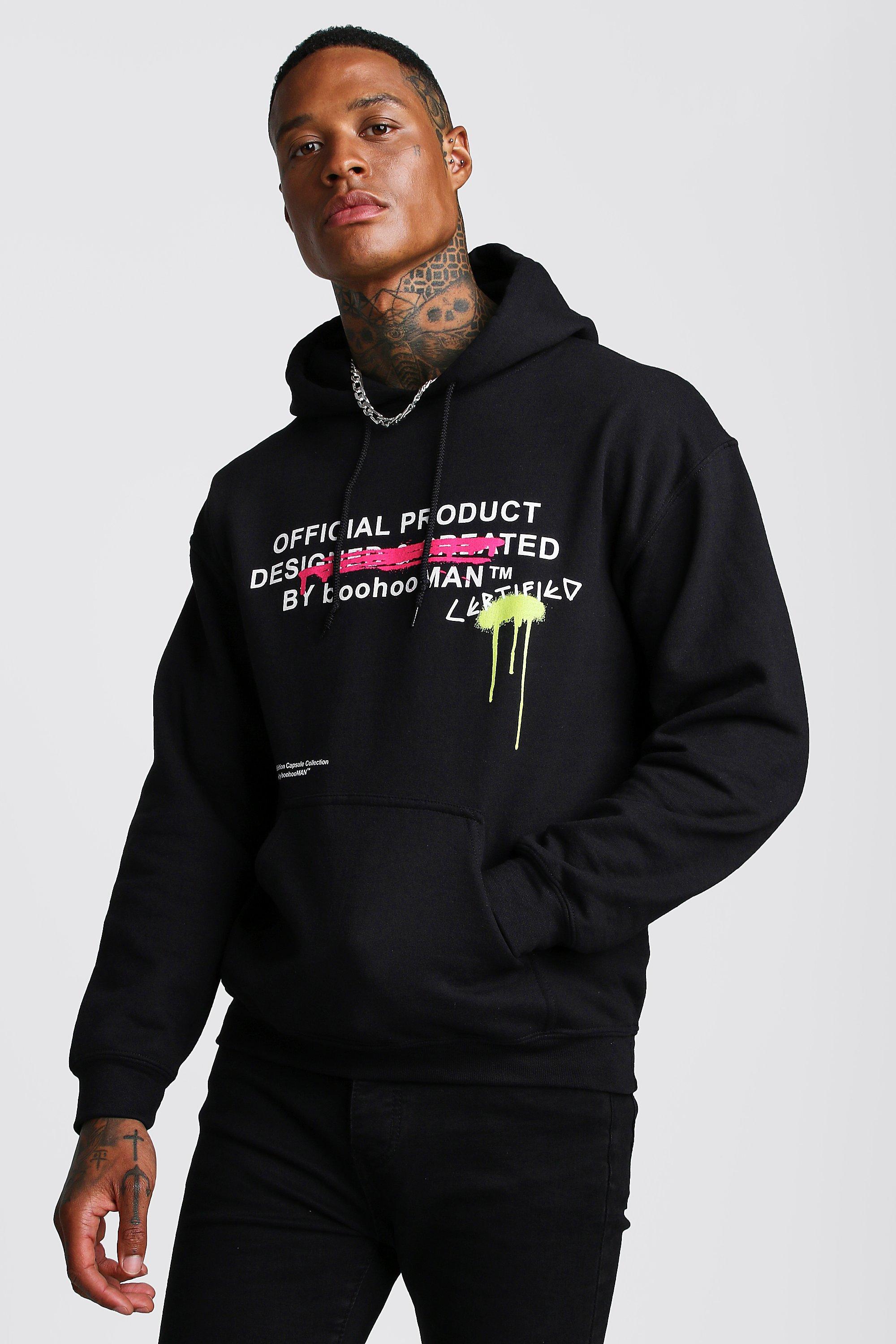 boohoo man black hoodie