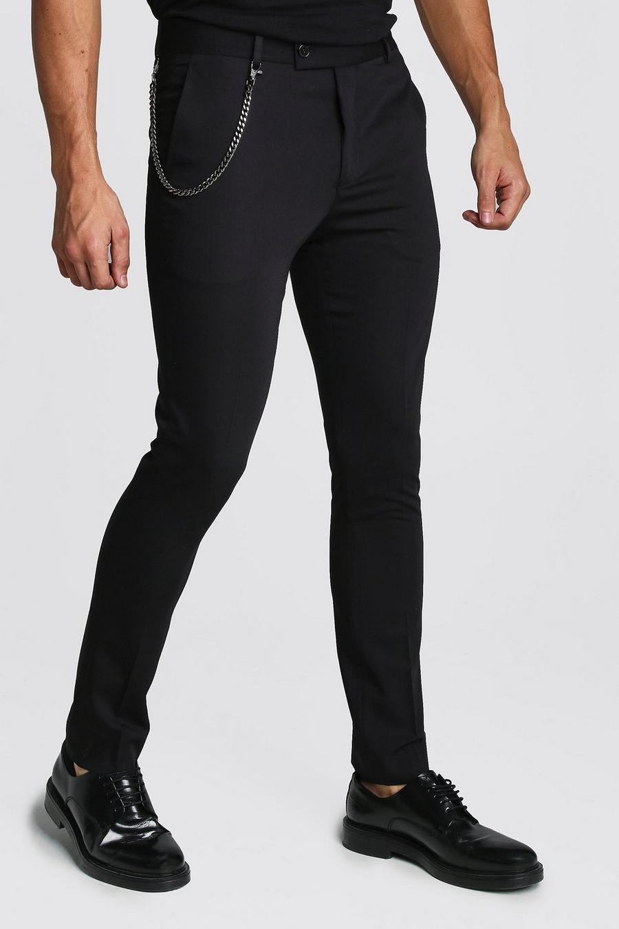 Plain Skinny Fit Smart Pants With Chain image number 1