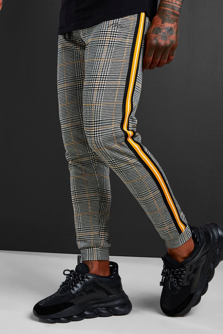 Mustard yellow MAN Signature Jacquard Cuffed Jogger With Tape image number 1