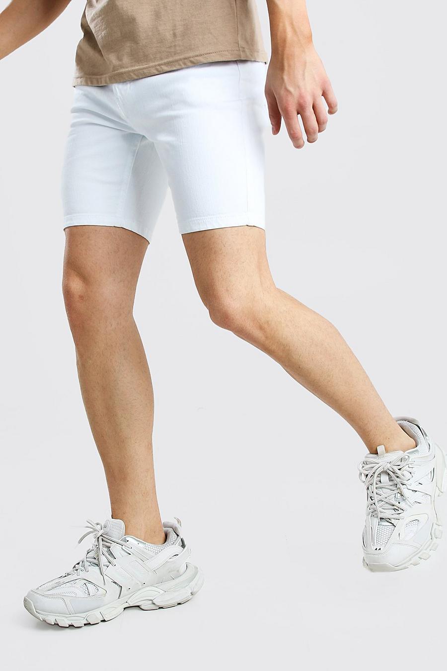 White Jeansshorts i skinny fit med stretch image number 1