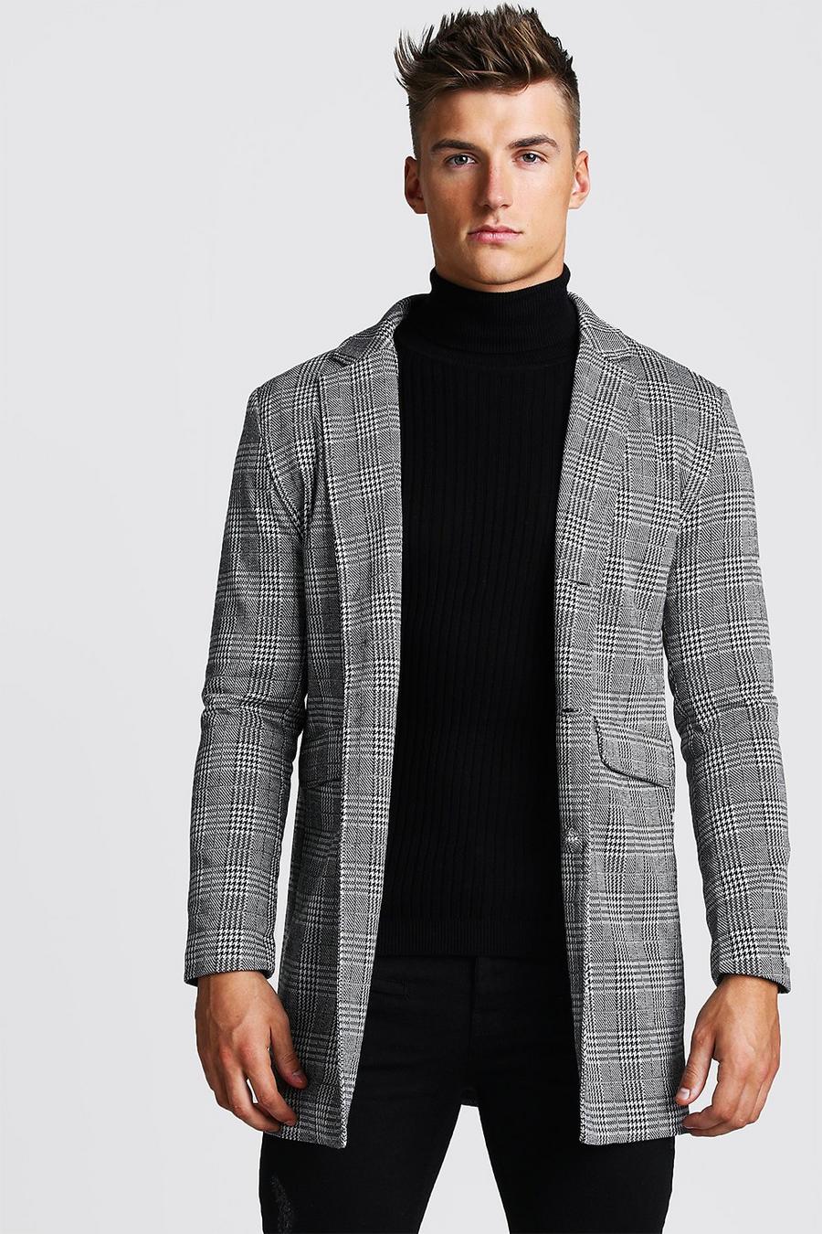 Grey Check Single Breasted Overcoat image number 1